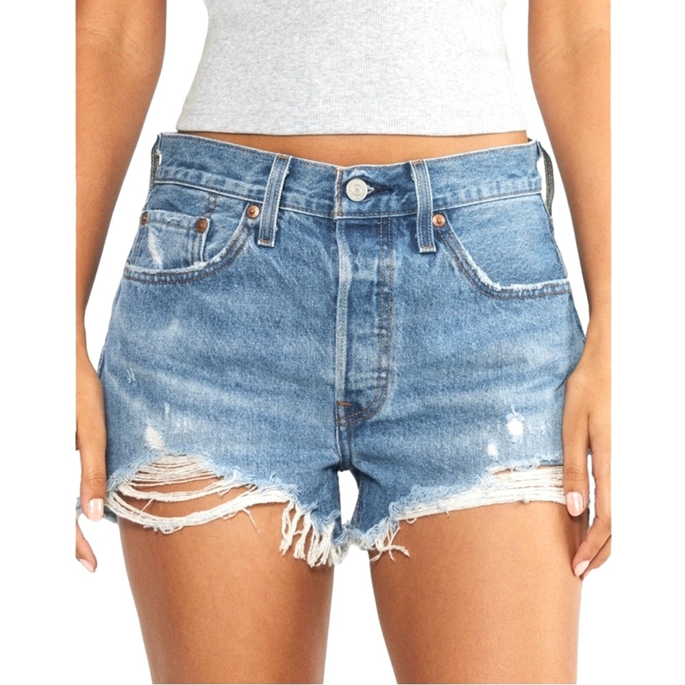 Levi's 501 Jean Shorts Women’s 30 Original Fit High Rise Distressed Ripped Denim